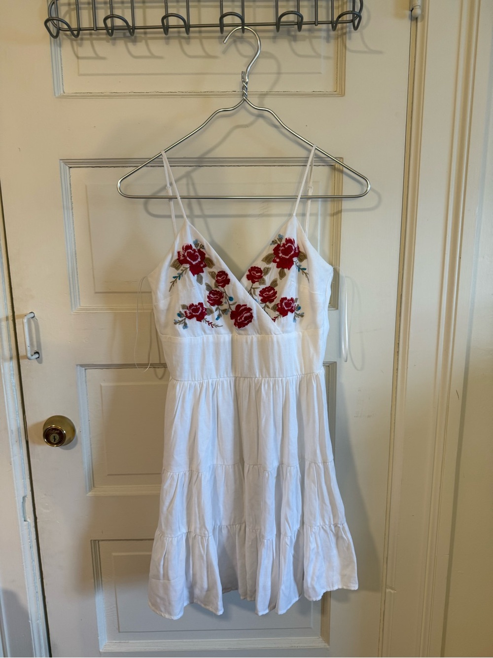 miami White Sheer Spaghetti-Strap Dress with Subtle Embroidery